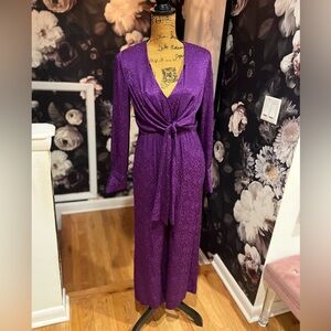 Kate Spade Purple and Gold Textured Jumpsuit